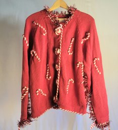 Marisa Christina Size Large Candy Cane Christmas Sweater