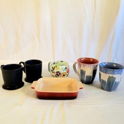 Beautiful Mugs And Le Creuset Enameled Dish