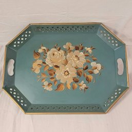 Gorgeous Tole Tray With Floral Design