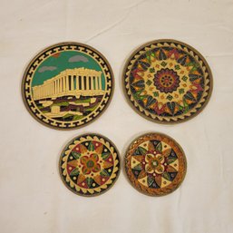 Hand Made In Greece Brass In Enamel Plates