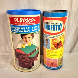 Vintage Tinker Toys And Lincoln Logs In Original Containers