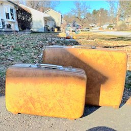 Set Of Vintage Brown American Tourister Hardshell Suitcases