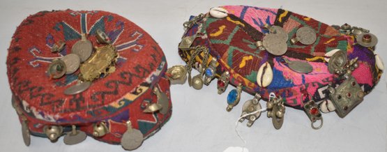 (2) MIDDLE EASTERN DECORATED WOMENS HATS