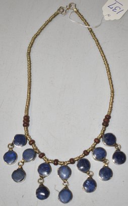 MIDDLE EASTERN SILVER & LAPIS NECKLACE