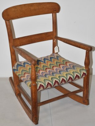 CHILDS MAPLE ROCKER W/ KNITTED SEAT