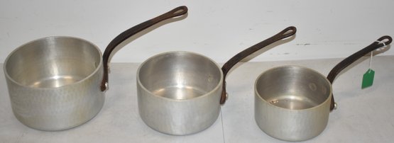 (3) FRENCH HAMMERED ALUMINUM POTS