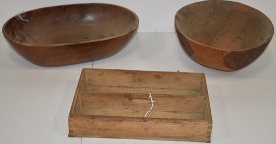(3) 20TH CENT PRIMATIVE WOODEN ITEMS
