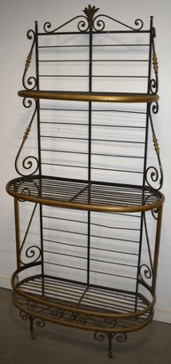 LATE 19TH CENT BRASS & IRON BAKERS RACK