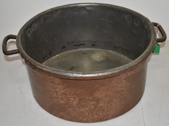 19TH CENT COPPER PRESERVING KETTLE