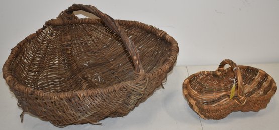 (2) WOVEN REED BASKETS