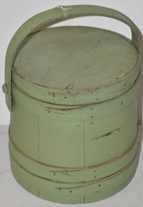 19TH CENT PAINTED WOODEN FIRKIN