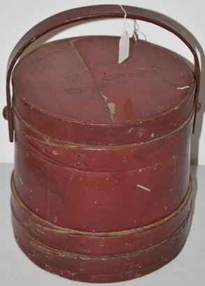 19TH CENT PAINTED WOODEN FIRKIN