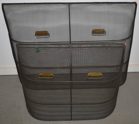 (2) VINTAGE WIRE FIRE SCREENS