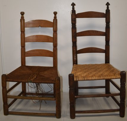 (2) 18TH CENT SLAT BACK SIDE CHAIRS