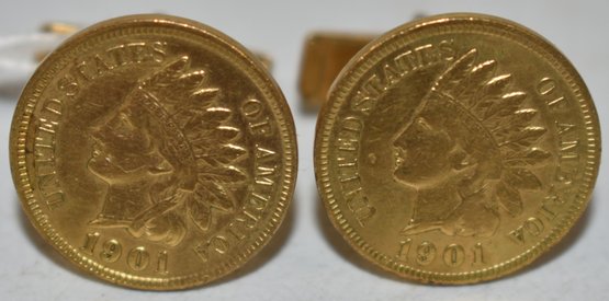 1901 INDIAN HEAD CENT CUFF LINKS