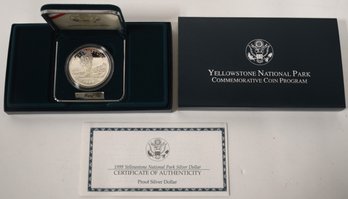1999 YELLOWSTONE NATIONAL PARK COMMORATIVE PROOF SILVER DOLLAR