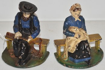 PR. AMISH COUPLE CAST IRON BOOKENDS