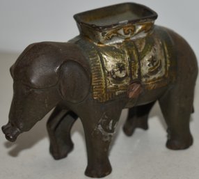 CAST IRON ELEPHANT W/ HOWDAH STILL BANK