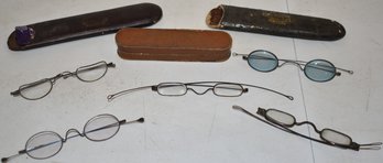 LOT OF (5) 19TH CENT TIN EYEGLASSES