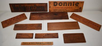 LOT (10) PC'S WOODEN ADVERTISING