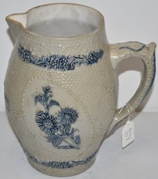 8 1/2' WHITE STONEWARE PITCHER