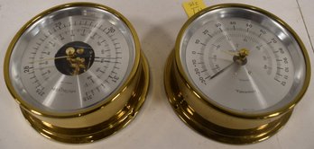 MAXIMUM BRASS THERMOMETER & BAROMETER