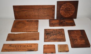 LOT (10) PC'S WOODEN ADVERTISING
