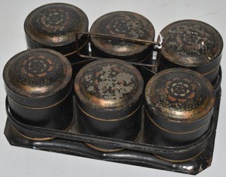 VINTAGE PAINTED TIN SPICE SET