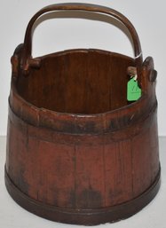 EARLY WOODEN PAIL W/ BAIL HANDLE