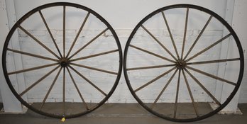 PR. 50' WOODEN WAGON WHEELS W/ STEEL BAND RIMS