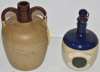 (2) STONEWARE LIQOUR BOTTLES