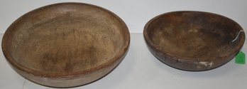 (2) ROUND TURNED WOODEN BOWLS