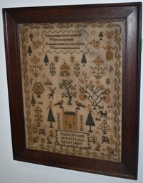 19TH CENT NEEDLEWORK SAMPLER