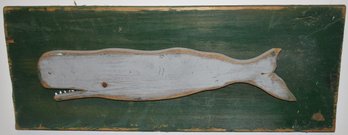 FOLK ART K. EMACK WHALE PLAQUE