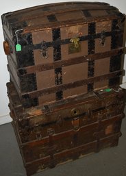 (2) VINTAGE WOODEN TRUNKS