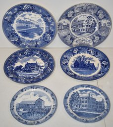 LOT (6) BLUE & WHITE HISTORIC PLATES