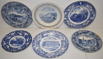 LOT (6) BLUE & WHITE PLATES