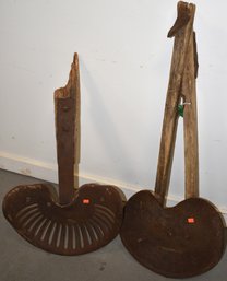 (2) VINTAGE CAST IRON TRACTOR SEATS