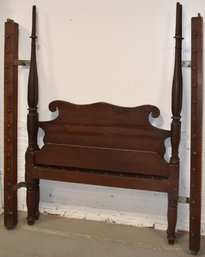 SHERATON TALL POST BED W/ SHAPED HEADBOARD & TALL TURNED POSTS