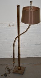 VINTAGE METAL BAMBOO FLOOR LAMP W/ SHADE - 56' T