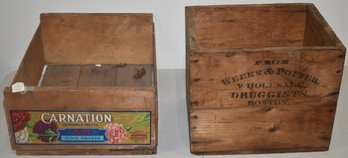 (2) ADVERTISING WOODEN CRATES