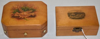 2 MAUCHLINE WARE BOXES W/ TRANSFER