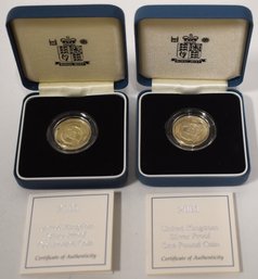 (2) 2001 UK SILVER PROOF ONE POUND COINS
