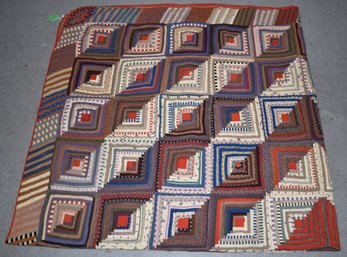 HAND SEWN LOG CABIN QUILT