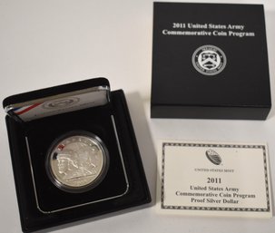 2011 U.S. ARMY COMMORATIVE PROOF SILVE ONE DOLLAR COIN