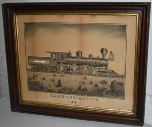 19TH CENT HAND COLORED LOCOMOTIVE PRINT