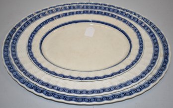 NEST SET (3) ENGLISH BLUE & WHITE PLATTERS