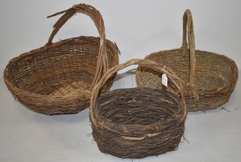 (3) WOVEN REED BASKETS
