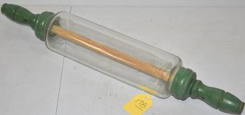 GREEN HANDLED GLASS ROLLING PIN