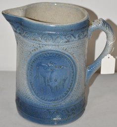 8' BLUE & WHITE STONEWARE PITCHER